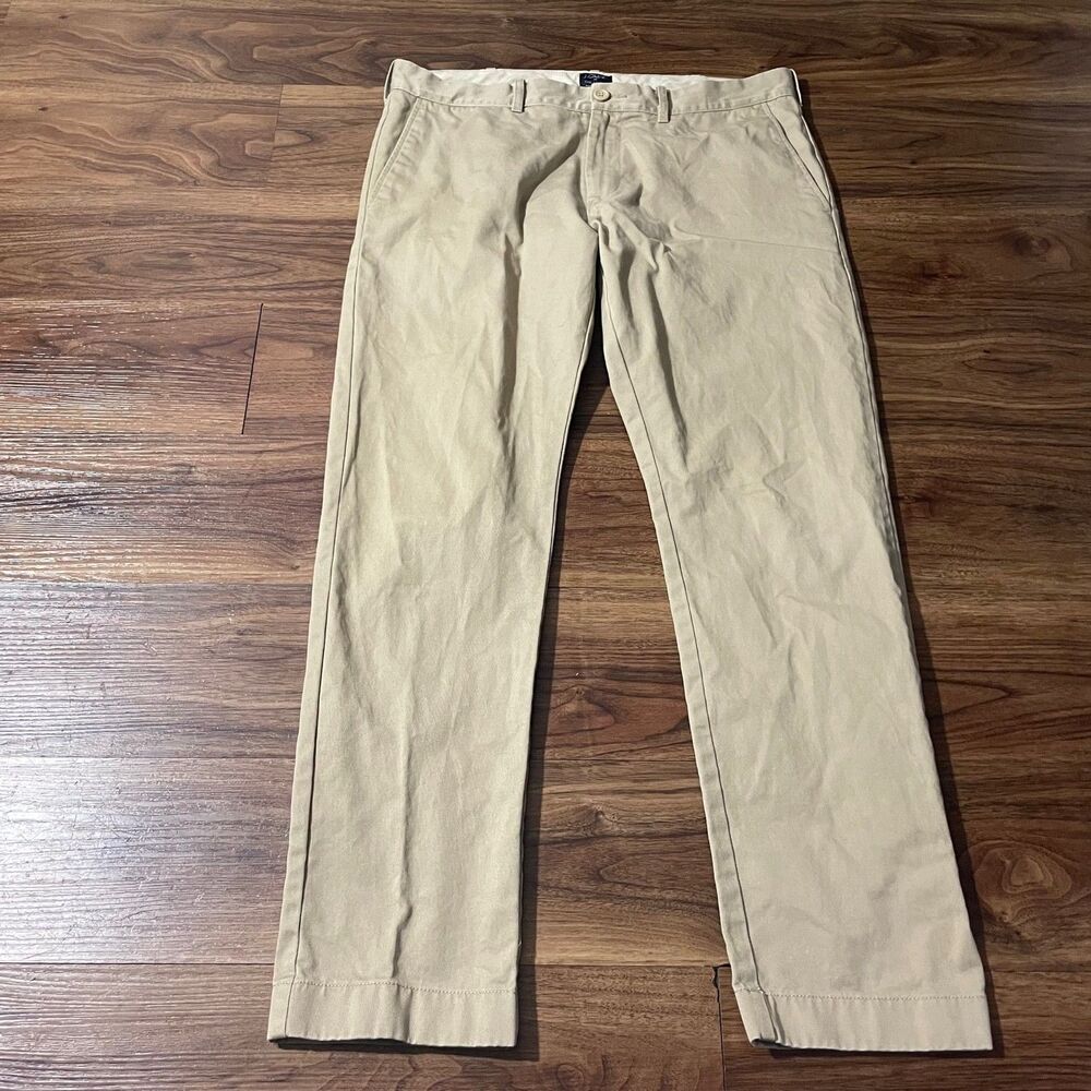 J Crew Pants The Driggs Chino Flat Front Casual Cotton Beige Cotton Mens 33x30